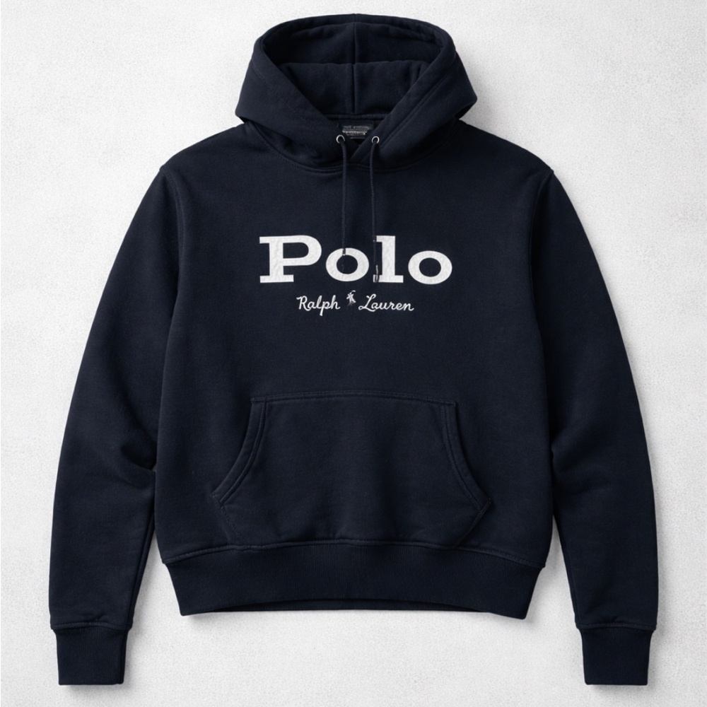 Polo Ralph Lauren Sweatshirt Woman XL Blue Spell Out Logo Preppy Cropped FLAW